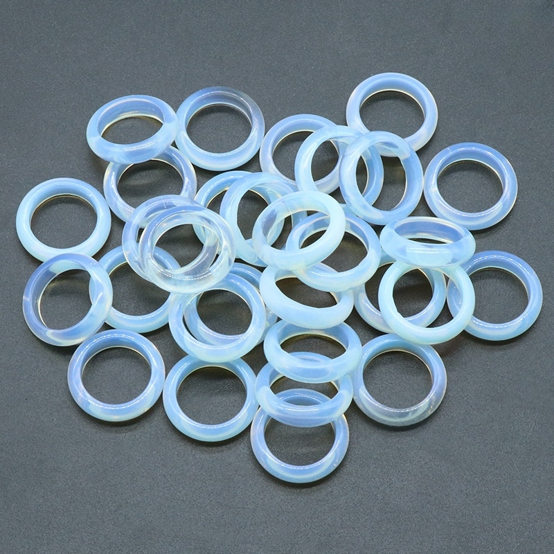 6MM Thickness Natural Domed Gemstone Band Rings  Diameter 16-18mm Vintage Knuckle Stackable Finger Round Donut Ring