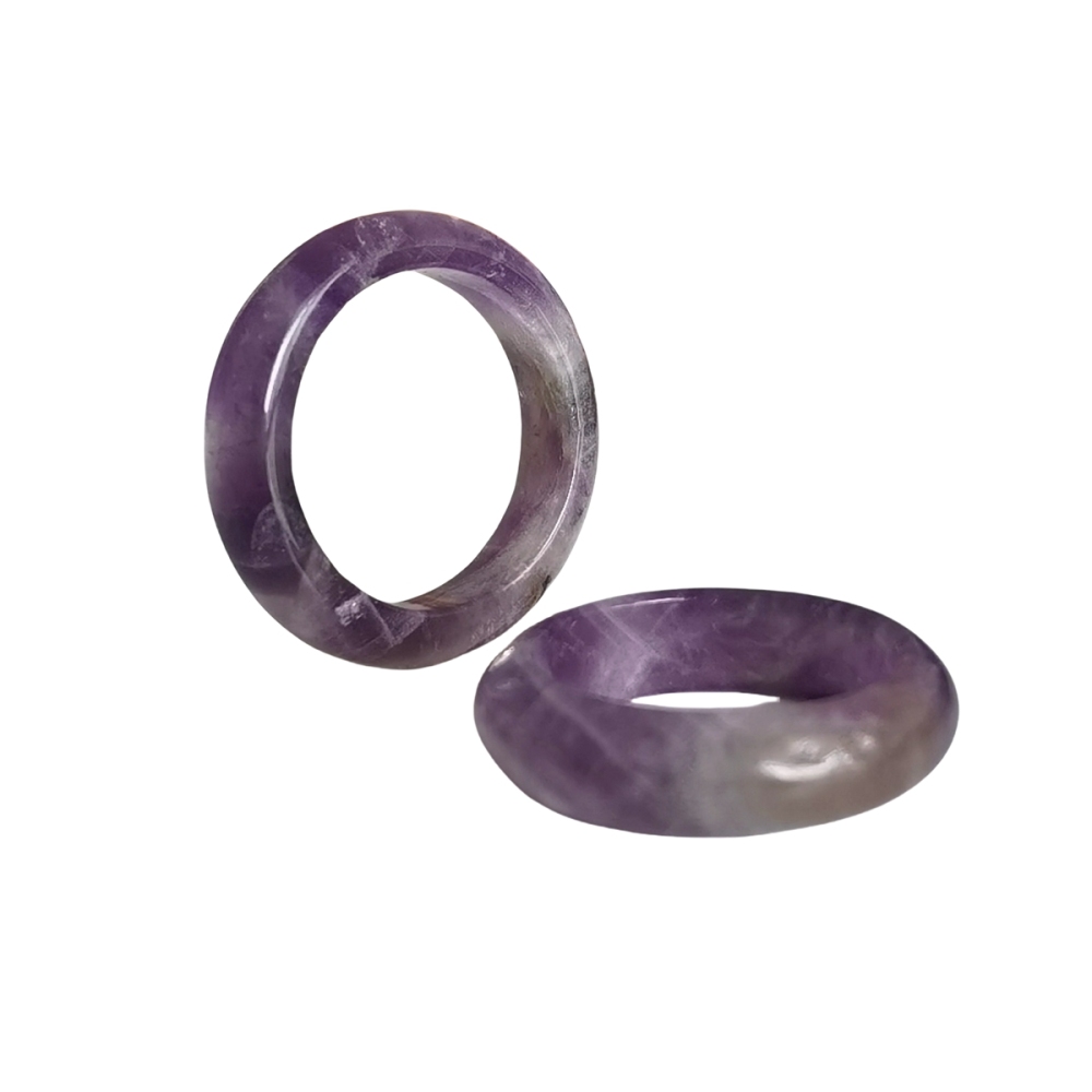 Amethyst  Band Rings 6MM Thickness  Natural Vintage Knuckle Stackable Finger Round Donut Ring for Women Girls