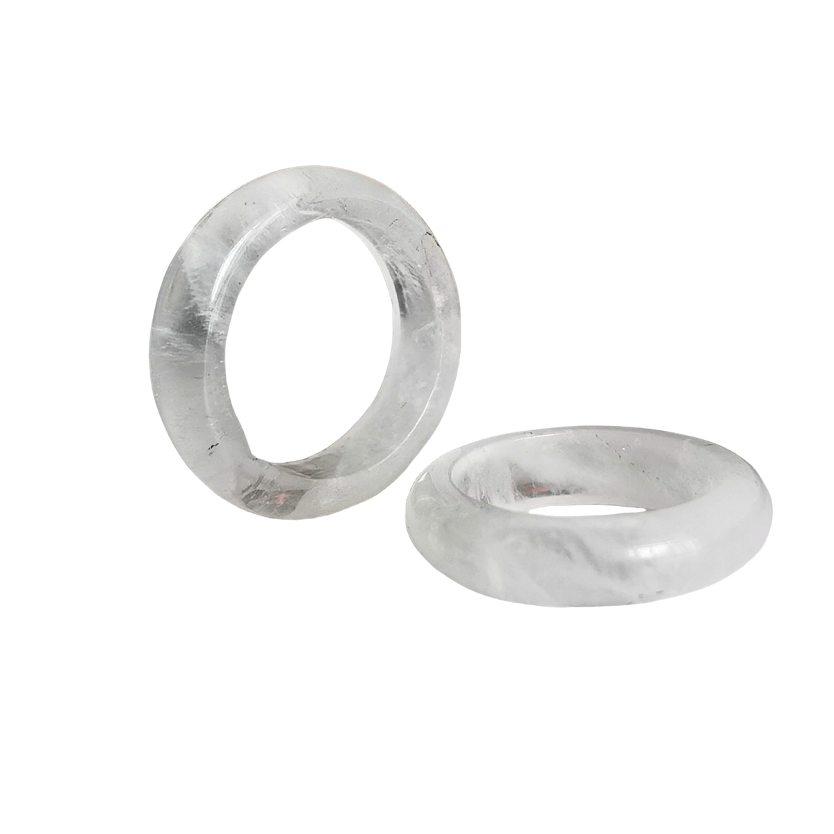 Quartz Crystal Band Rings 6MM Thickness  Natural Vintage Knuckle Stackable Finger Round Donut Ring for Women Girls