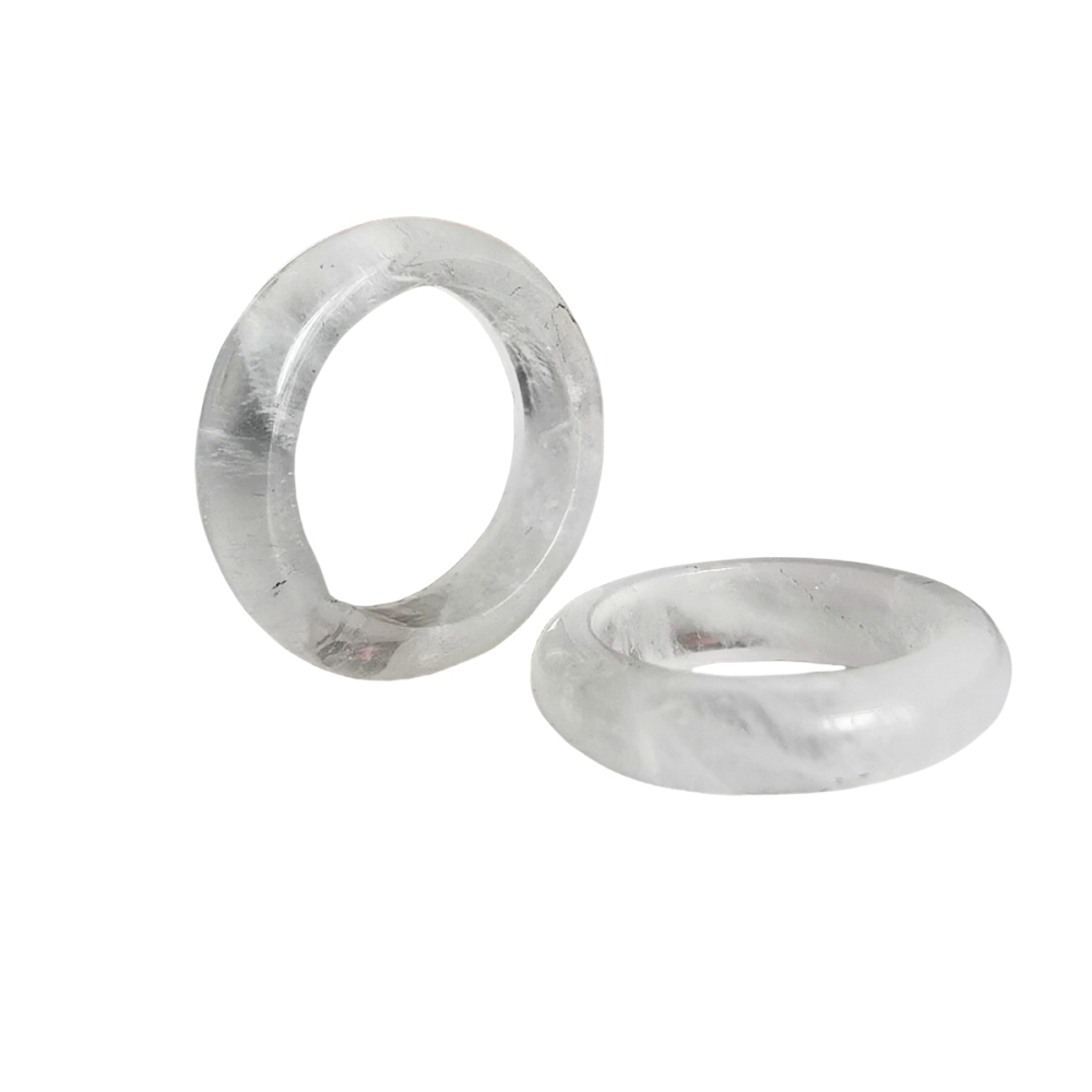 Quartz Crystal Band Rings 6MM Thickness  Natural Vintage Knuckle Stackable Finger Round Donut Ring for Women Girls
