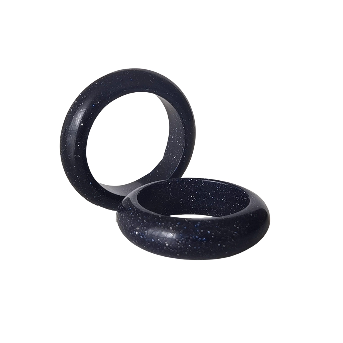 Blue Sandstone Band Rings 6MM Thickness  Natural Vintage Knuckle Stackable Finger Round Donut Ring for Women Girls