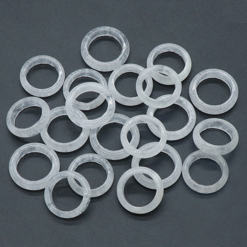 6MM Thickness Natural Domed Gemstone Band Rings  Diameter 16-18mm Vintage Knuckle Stackable Finger Round Donut Ring