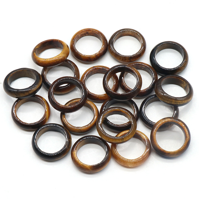 6MM Thickness Natural Domed Gemstone Band Rings  Diameter 16-18mm Vintage Knuckle Stackable Finger Round Donut Ring
