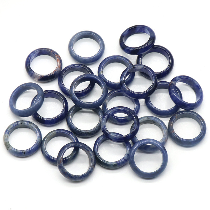 6MM Thickness Natural Domed Gemstone Band Rings  Diameter 16-18mm Vintage Knuckle Stackable Finger Round Donut Ring