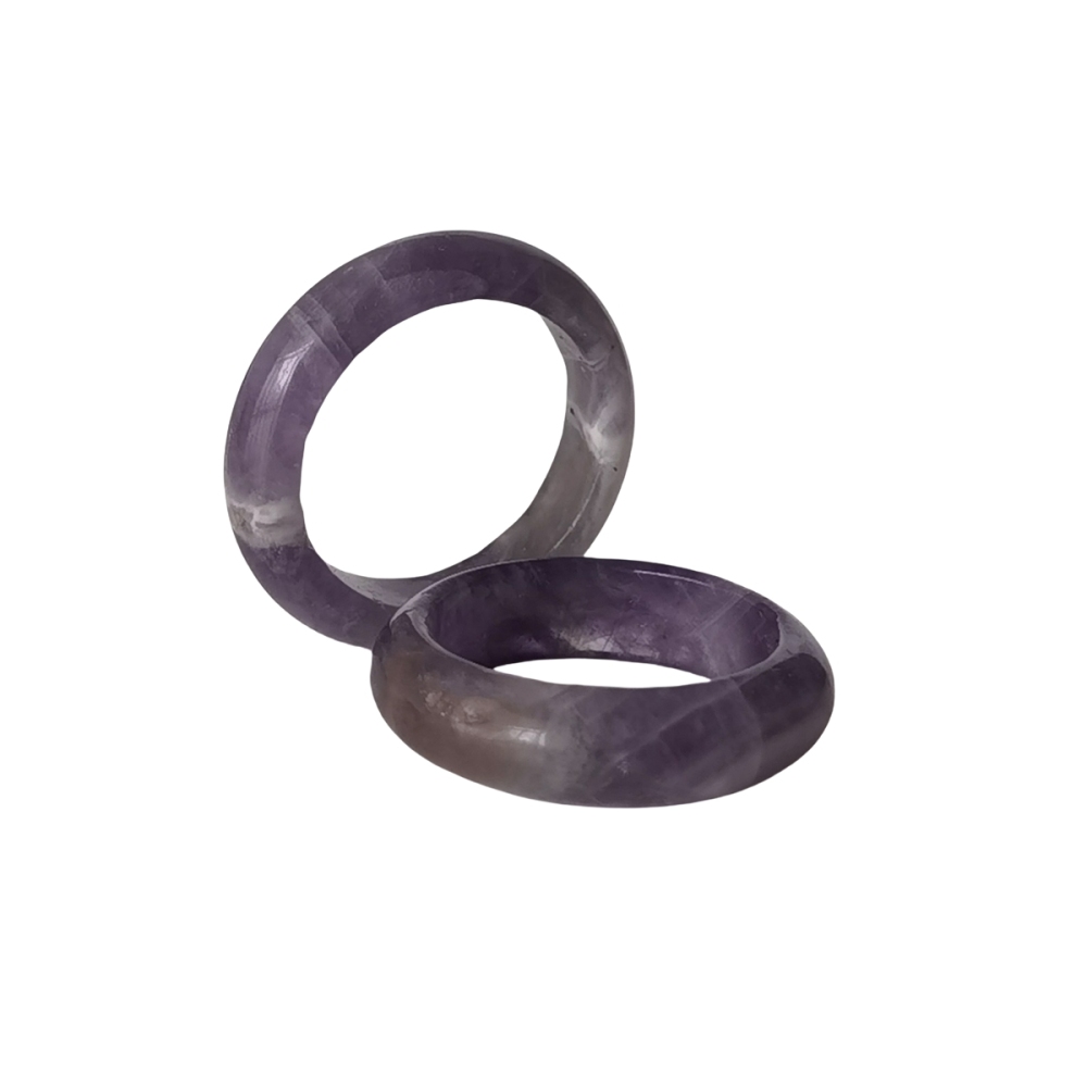 Amethyst  Band Rings 6MM Thickness  Natural Vintage Knuckle Stackable Finger Round Donut Ring for Women Girls