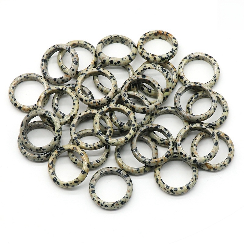 Spot Jasper Band Rings 6MM Thickness  Natural Vintage Knuckle Stackable Finger Round Donut Ring for Women Girls