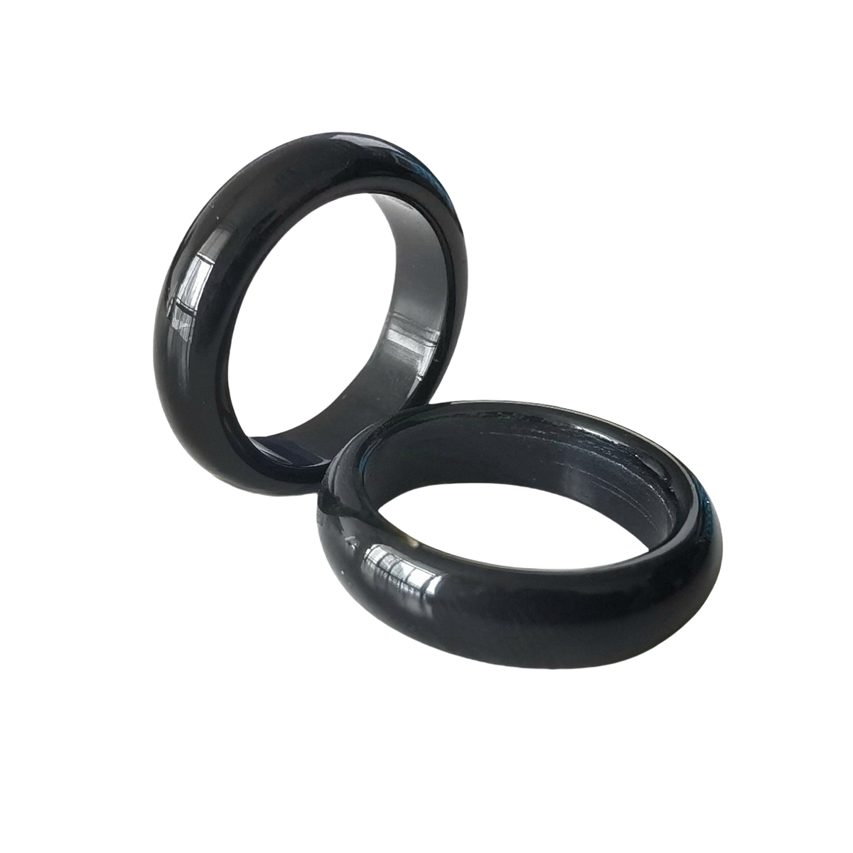 Black Onyx Band Rings 6MM Thickness  Natural Vintage Knuckle Stackable Finger Round Donut Ring for Women Girls