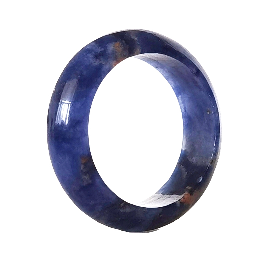 Sodalite Band Rings 6MM Thickness  Natural Vintage Knuckle Stackable Finger Round Donut Ring for Women Girls
