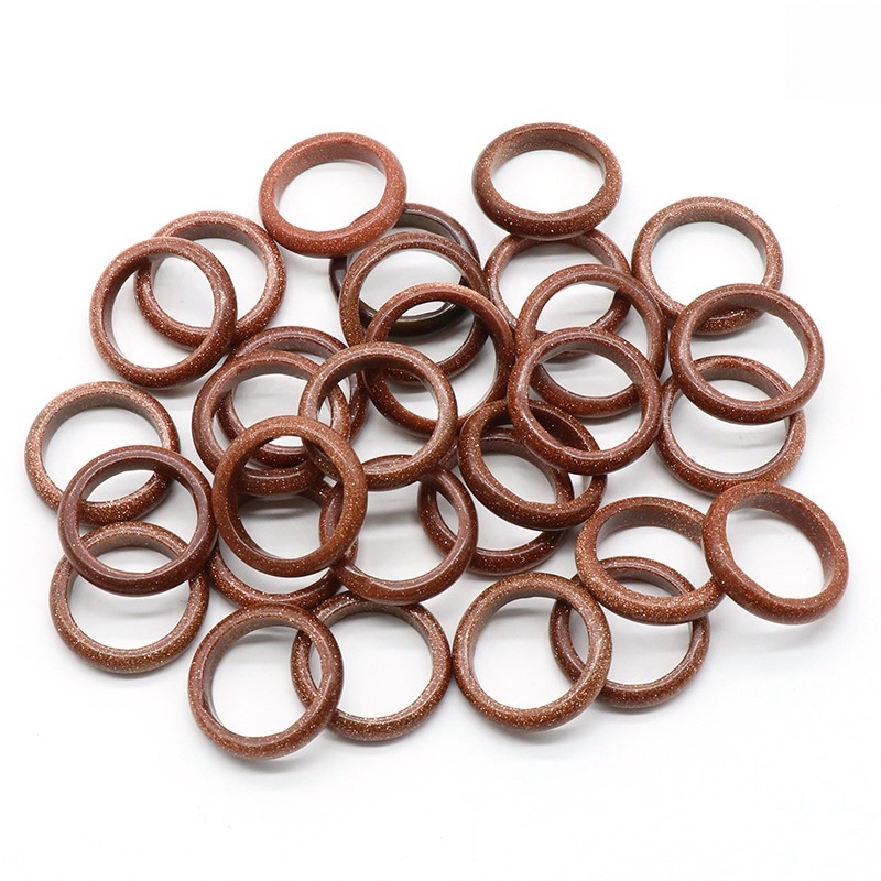 6MM Thickness Natural Domed Gemstone Band Rings  Diameter 16-18mm Vintage Knuckle Stackable Finger Round Donut Ring