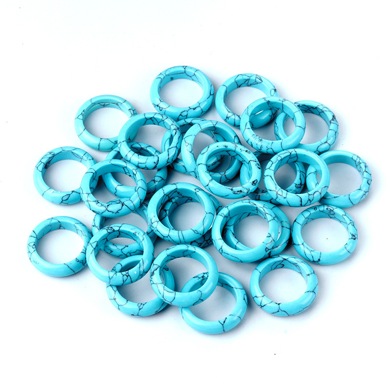 6MM Thickness Natural Domed Gemstone Band Rings  Diameter 16-18mm Vintage Knuckle Stackable Finger Round Donut Ring