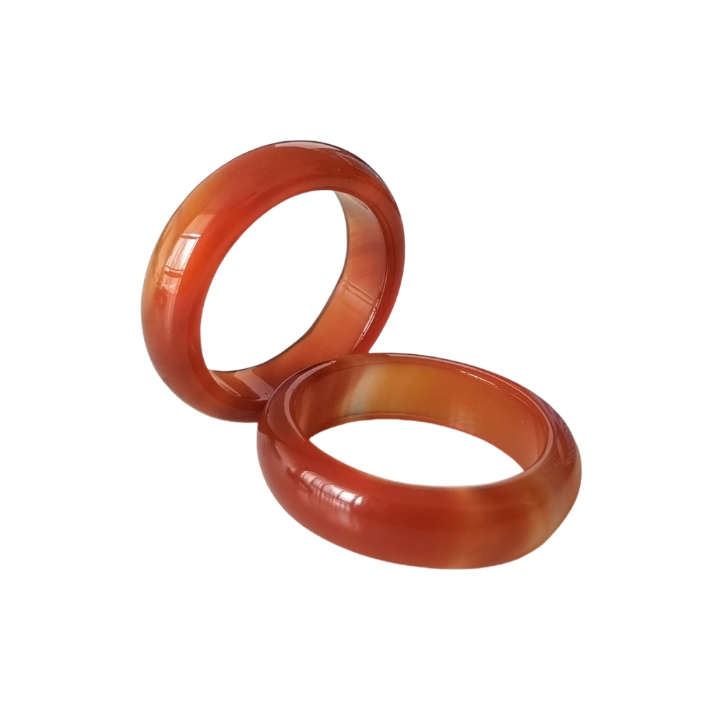 Red Carnelian Band Rings 6MM Thickness  Natural Vintage Knuckle Stackable Finger Round Donut Ring for Women Girls