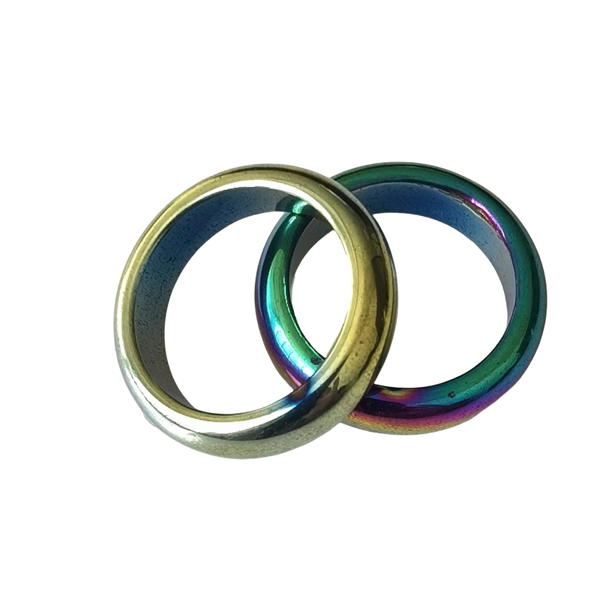 Rainbow Hematite Band Rings 6MM Thickness  Natural Vintage Knuckle Stackable Finger Round Donut Ring for Women Girls