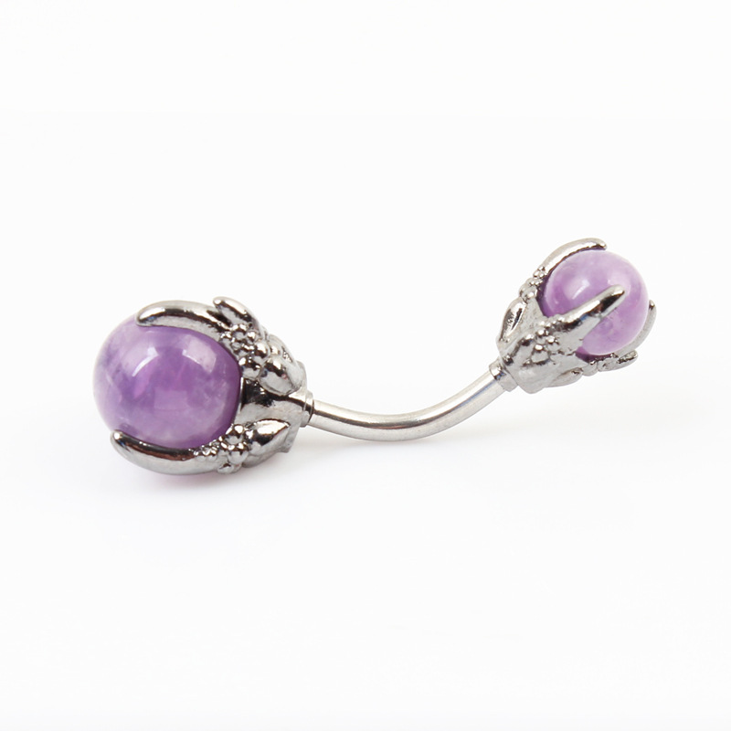 Natural Gemstone Balls Stainless Steel Barbell Stud Body Belly Navel Piercing Jewelry For Women Girls