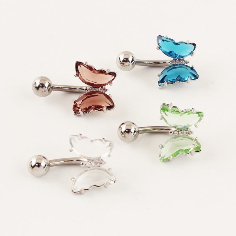 Stainless Steel Cubic Zirconia Barbell Stud Body Belly Navel Piercing Jewelry For Women Girls