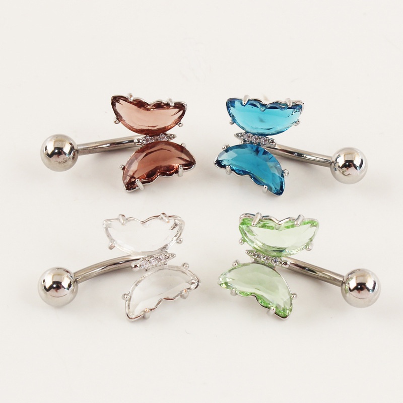 Stainless Steel Cubic Zirconia Barbell Stud Body Belly Navel Piercing Jewelry For Women Girls
