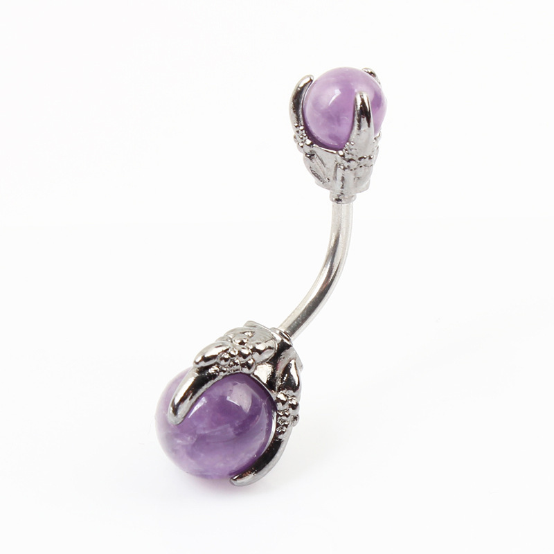 Natural Gemstone Balls Stainless Steel Barbell Stud Body Belly Navel Piercing Jewelry For Women Girls