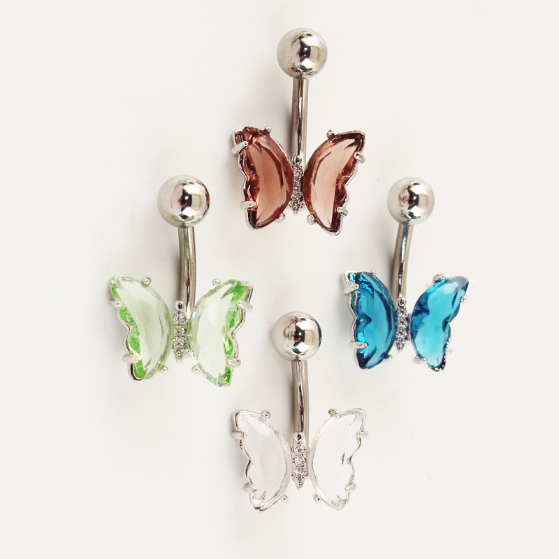 Stainless Steel Cubic Zirconia Barbell Stud Body Belly Navel Piercing Jewelry For Women Girls