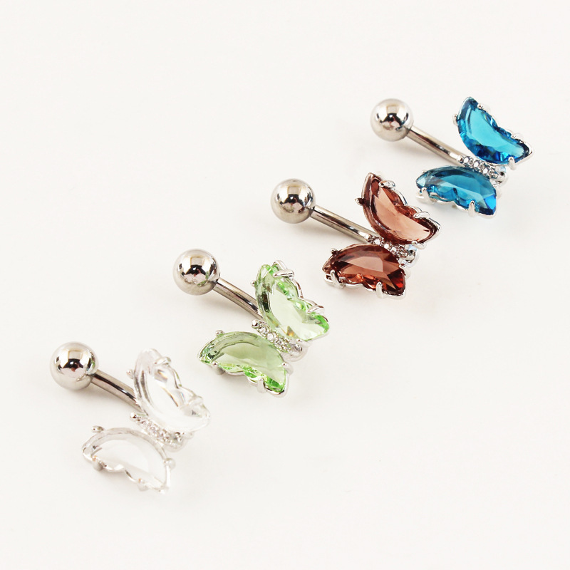 Stainless Steel Cubic Zirconia Barbell Stud Body Belly Navel Piercing Jewelry For Women Girls