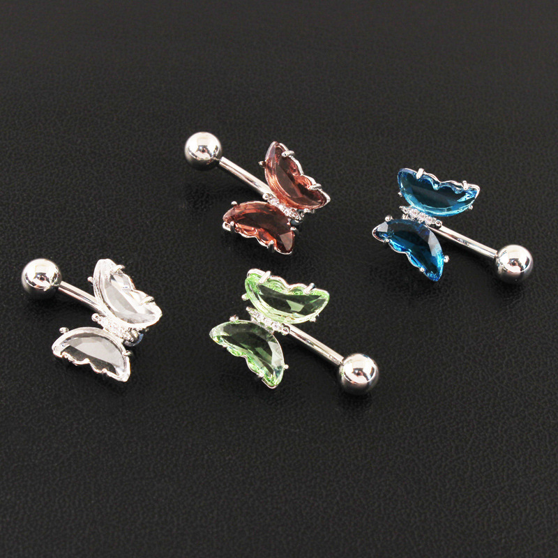 Stainless Steel Cubic Zirconia Barbell Stud Body Belly Navel Piercing Jewelry For Women Girls