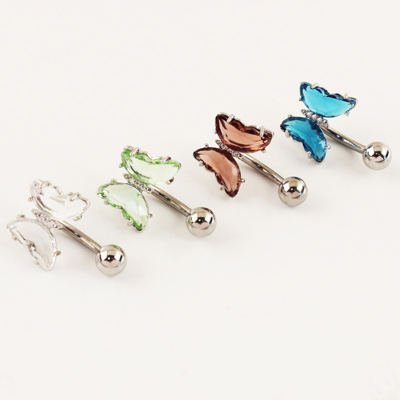 Stainless Steel Cubic Zirconia Barbell Stud Body Belly Navel Piercing Jewelry For Women Girls
