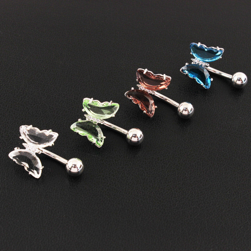 Stainless Steel Cubic Zirconia Barbell Stud Body Belly Navel Piercing Jewelry For Women Girls