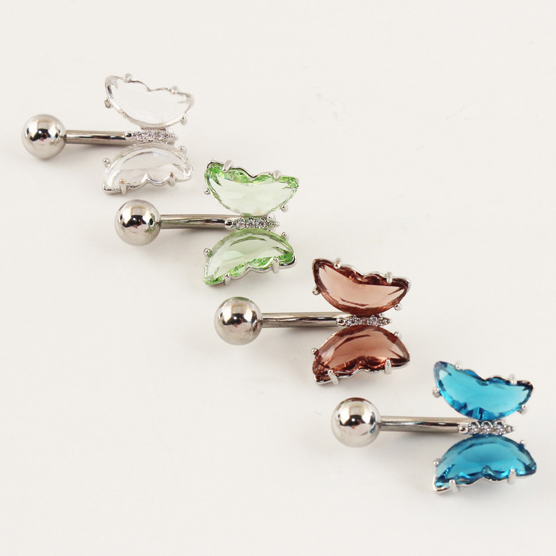 Stainless Steel Cubic Zirconia Barbell Stud Body Belly Navel Piercing Jewelry For Women Girls