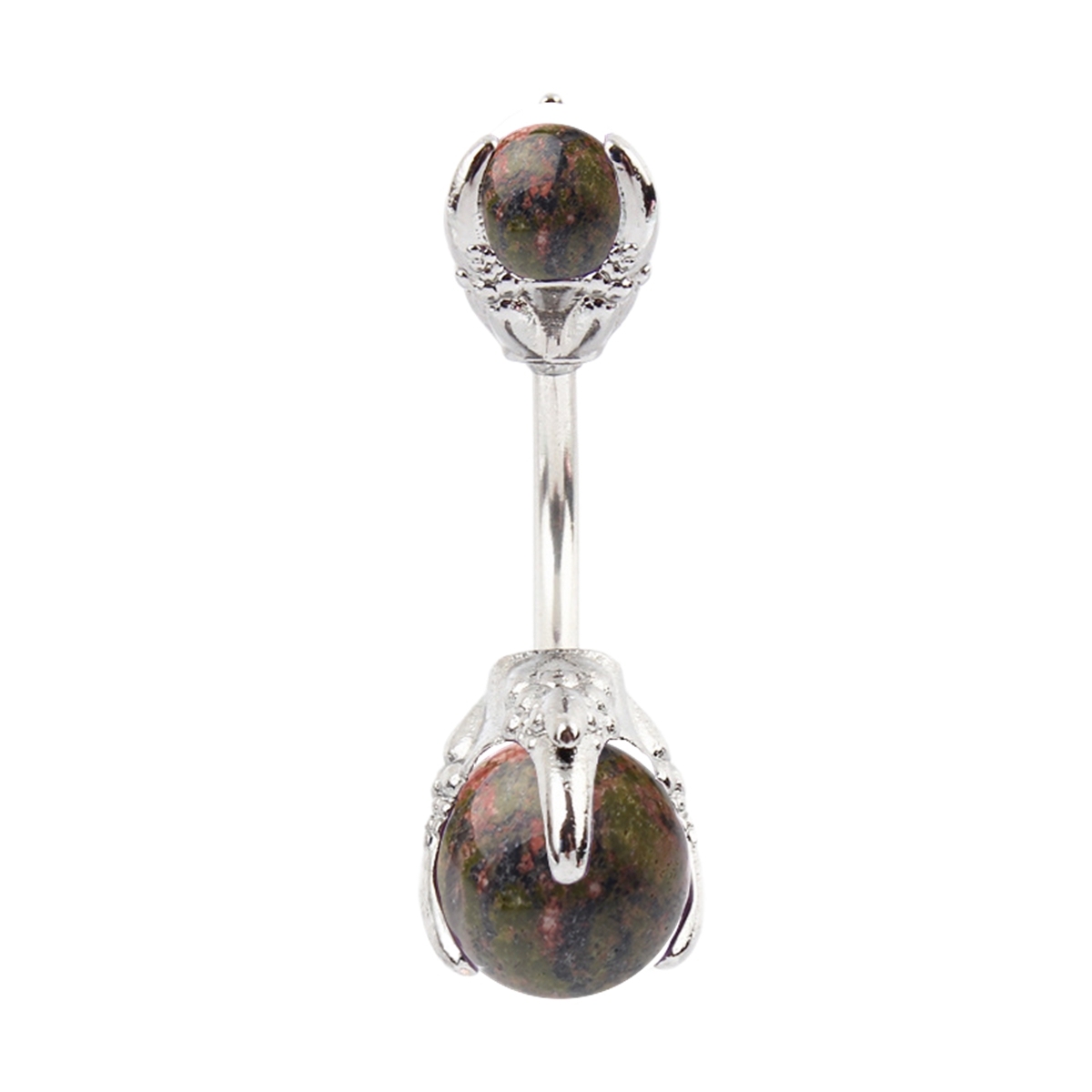 Natural Gemstone Balls Stainless Steel Barbell Stud Body Belly Navel Piercing Jewelry For Women Girls