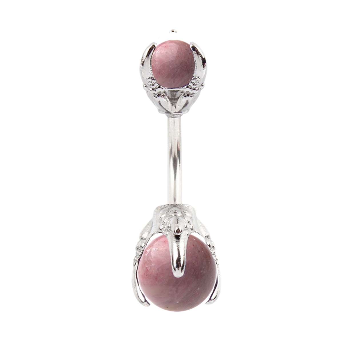 Natural Gemstone Balls Stainless Steel Barbell Stud Body Belly Navel Piercing Jewelry For Women Girls