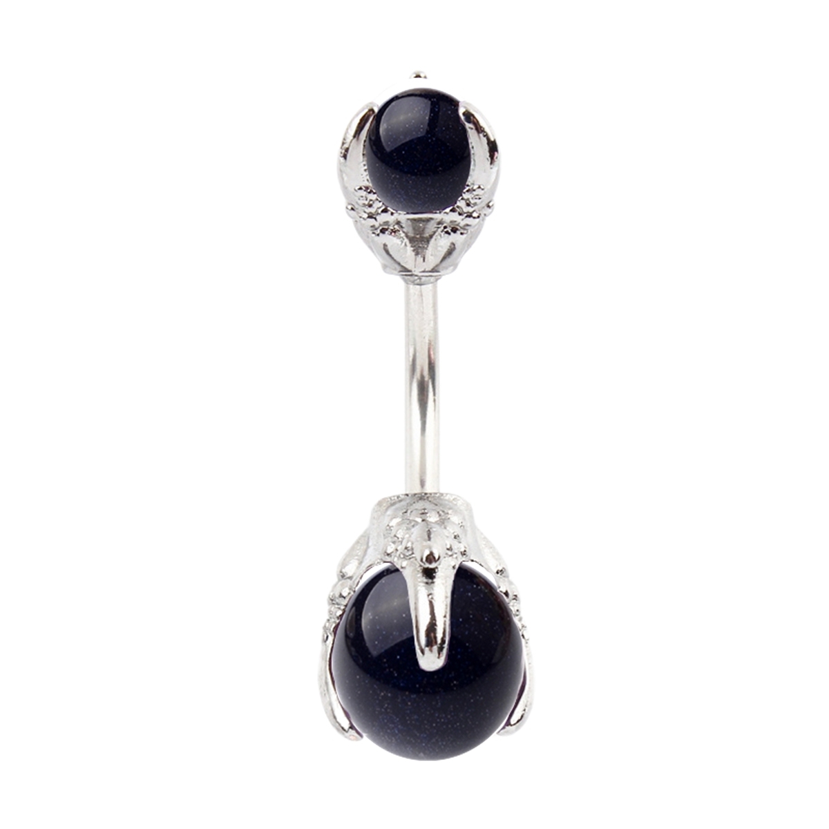 Natural Gemstone Balls Stainless Steel Barbell Stud Body Belly Navel Piercing Jewelry For Women Girls