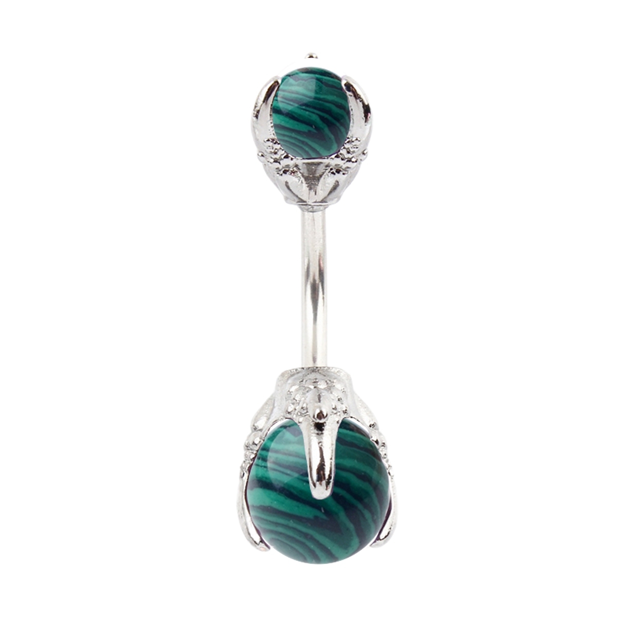 Natural Gemstone Balls Stainless Steel Barbell Stud Body Belly Navel Piercing Jewelry For Women Girls