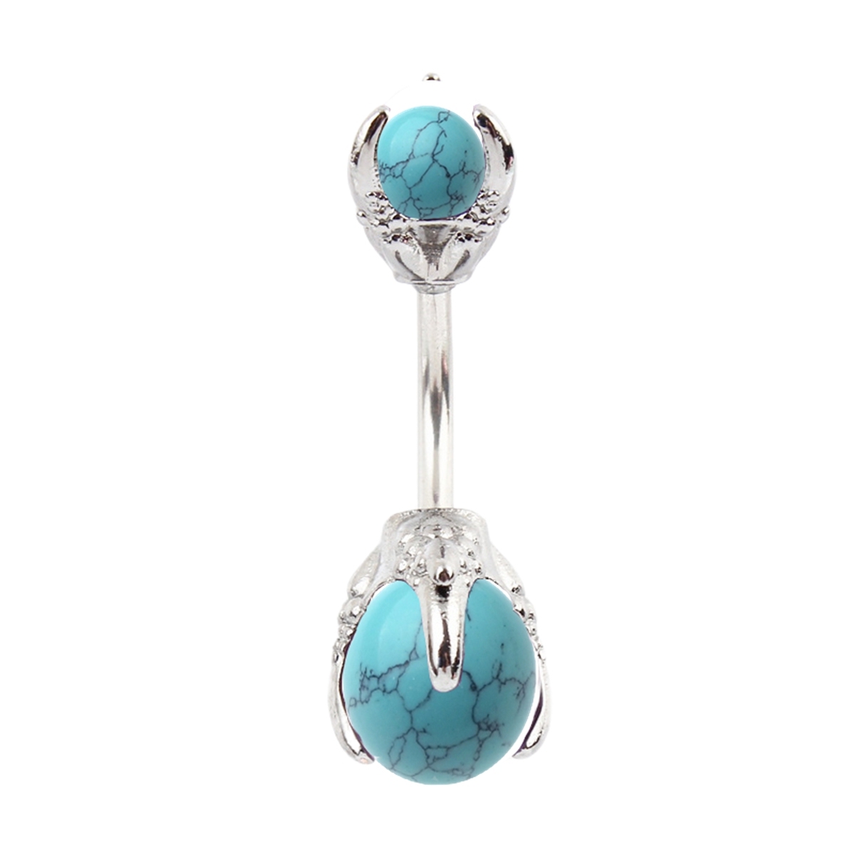 Natural Gemstone Balls Stainless Steel Barbell Stud Body Belly Navel Piercing Jewelry For Women Girls