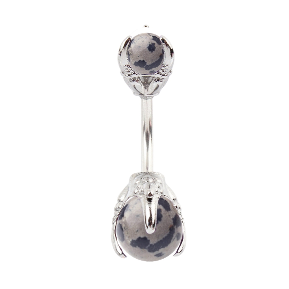 Natural Gemstone Balls Stainless Steel Barbell Stud Body Belly Navel Piercing Jewelry For Women Girls