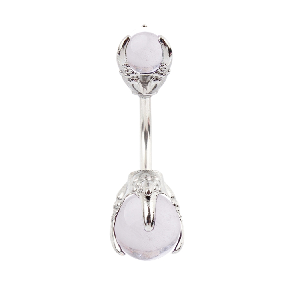 Natural Gemstone Balls Stainless Steel Barbell Stud Body Belly Navel Piercing Jewelry For Women Girls