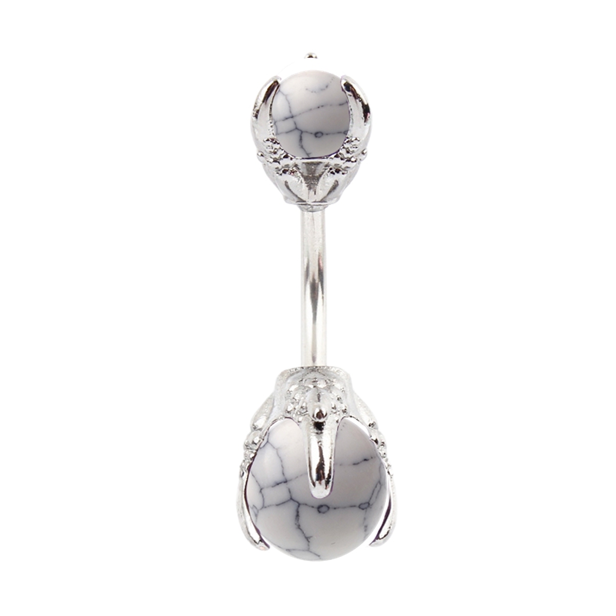 Natural Gemstone Balls Stainless Steel Barbell Stud Body Belly Navel Piercing Jewelry For Women Girls