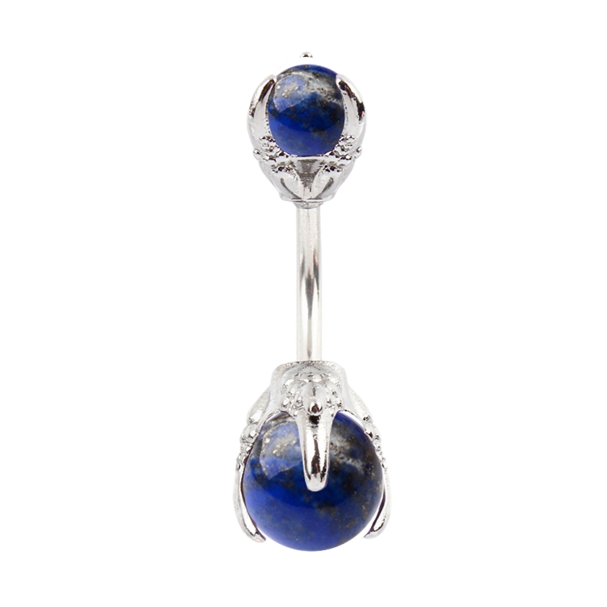 Natural Gemstone Balls Stainless Steel Barbell Stud Body Belly Navel Piercing Jewelry For Women Girls