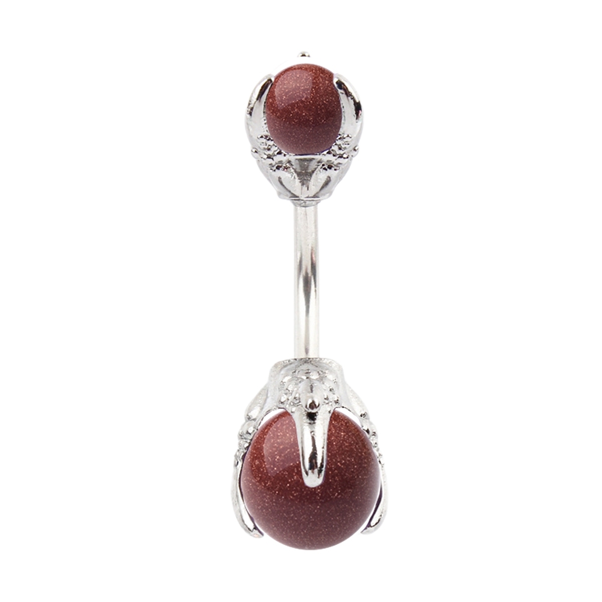 Natural Gemstone Balls Stainless Steel Barbell Stud Body Belly Navel Piercing Jewelry For Women Girls