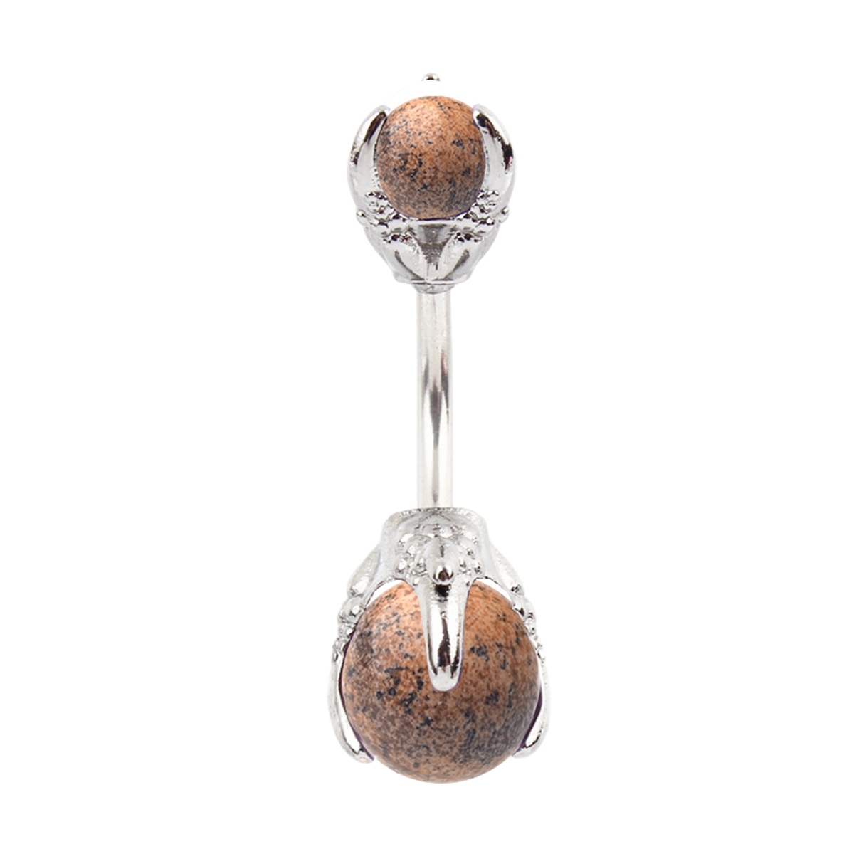 Natural Gemstone Balls Stainless Steel Barbell Stud Body Belly Navel Piercing Jewelry For Women Girls