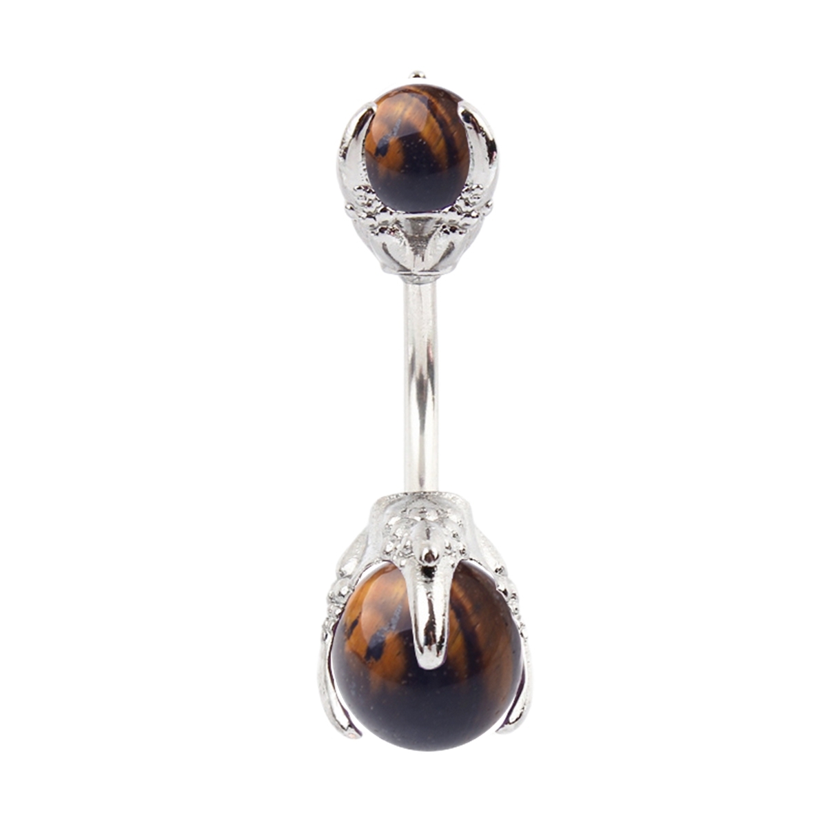 Natural Gemstone Balls Stainless Steel Barbell Stud Body Belly Navel Piercing Jewelry For Women Girls