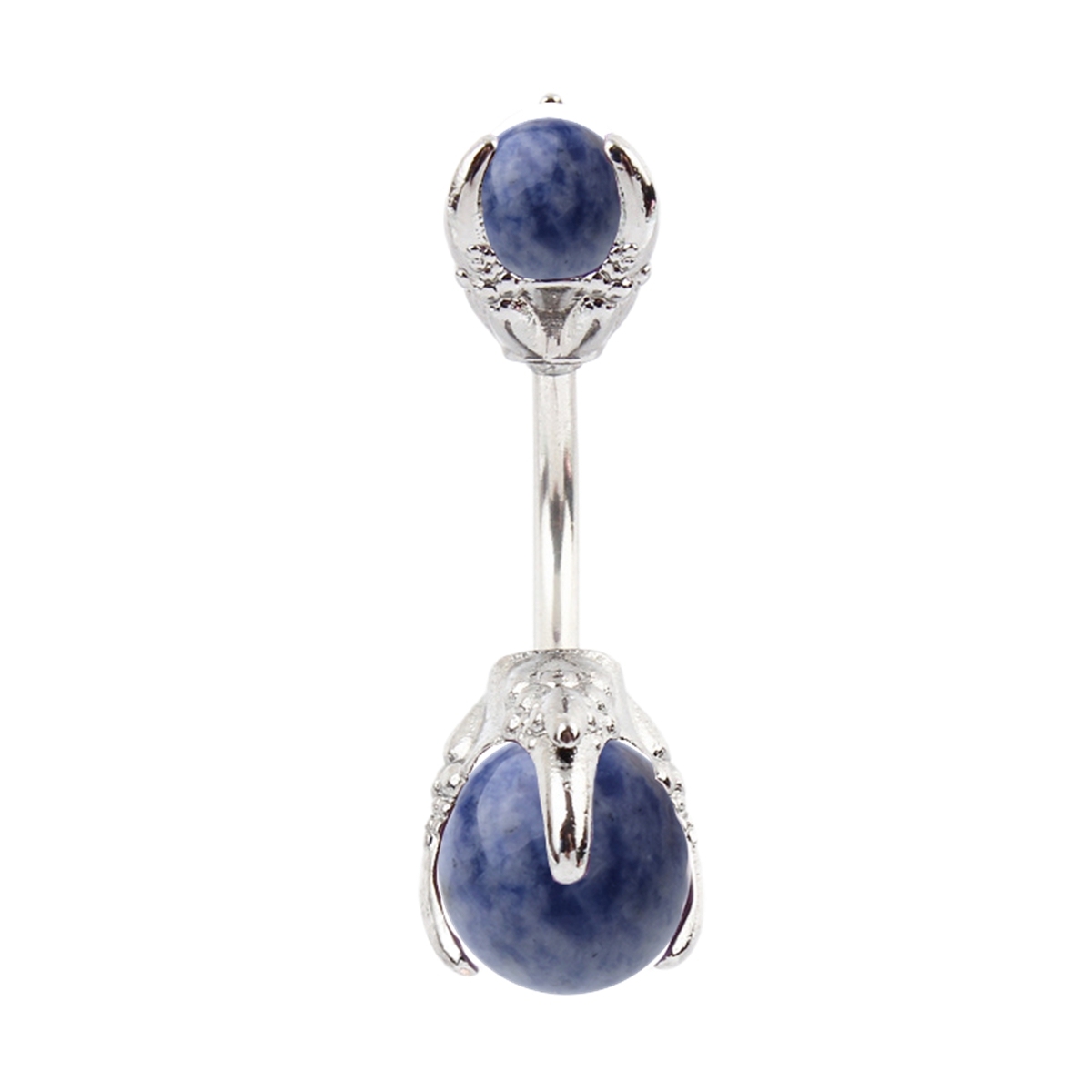 Natural Gemstone Balls Stainless Steel Barbell Stud Body Belly Navel Piercing Jewelry For Women Girls