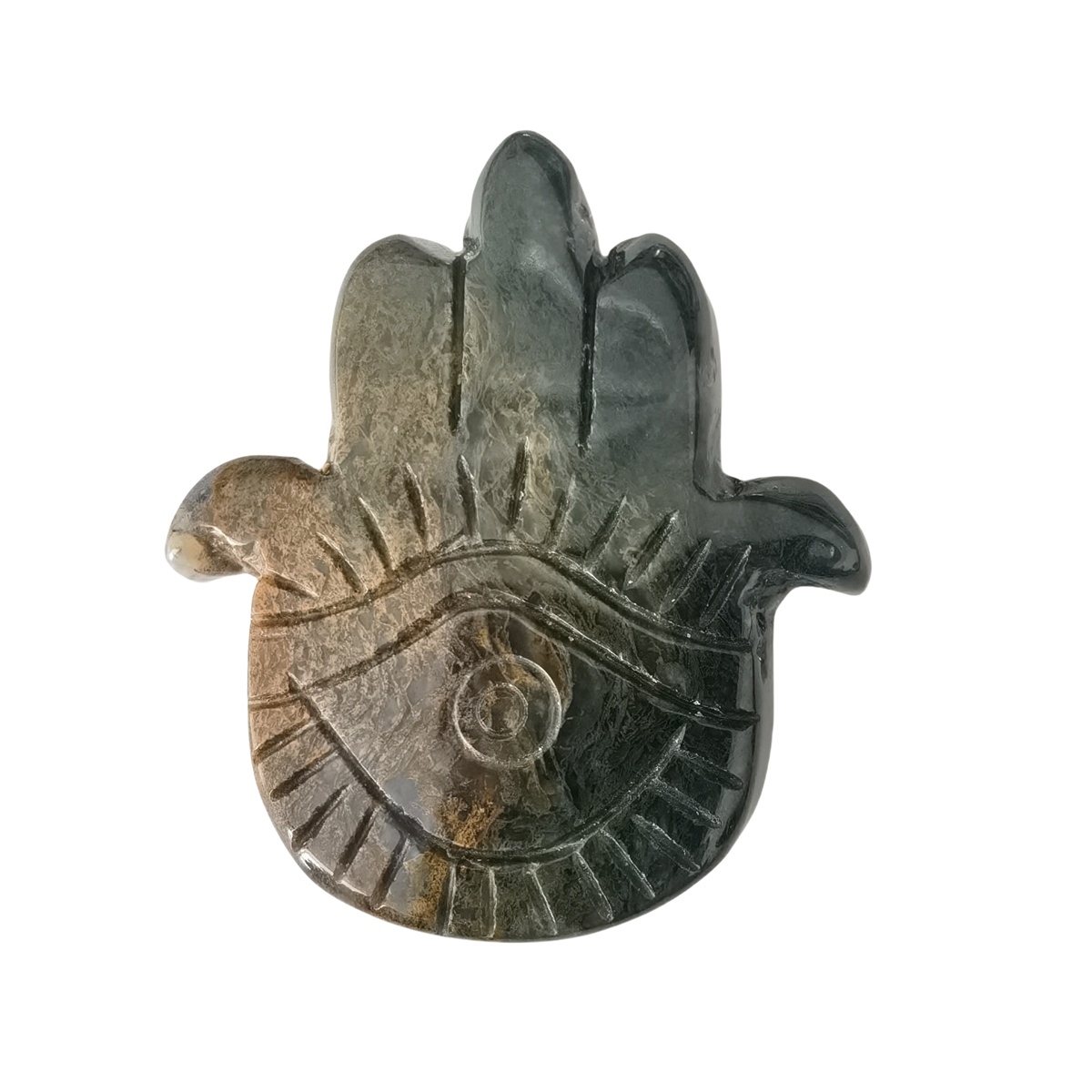 Hand of Fatima Gemstone For  Home & Office Decor Handmade Craved Natural Stone Evil Eye Hand 50X57MM Healing Chakra Crystal Yoga Hamsa Blessing