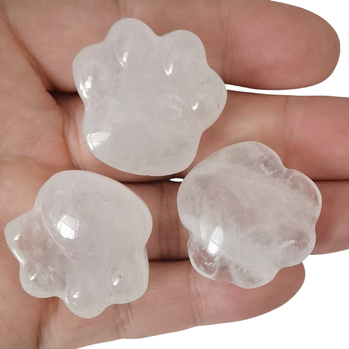 Quartz Crystal Cat Paw Gemstone for Home Decor 28x30mm Handmade Craved Gemstone Animal Hand Claw Reiki Healing Treatment Gemstone Ornament