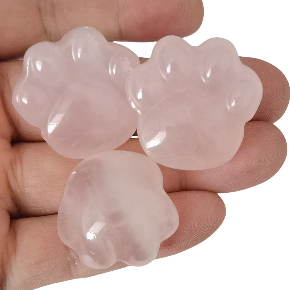 Rose Quartz Cat Paw Gemstone for Home Decor 28x30mm Handmade Craved Gemstone Animal Hand Claw Reiki Healing Treatment Gemstone Ornament