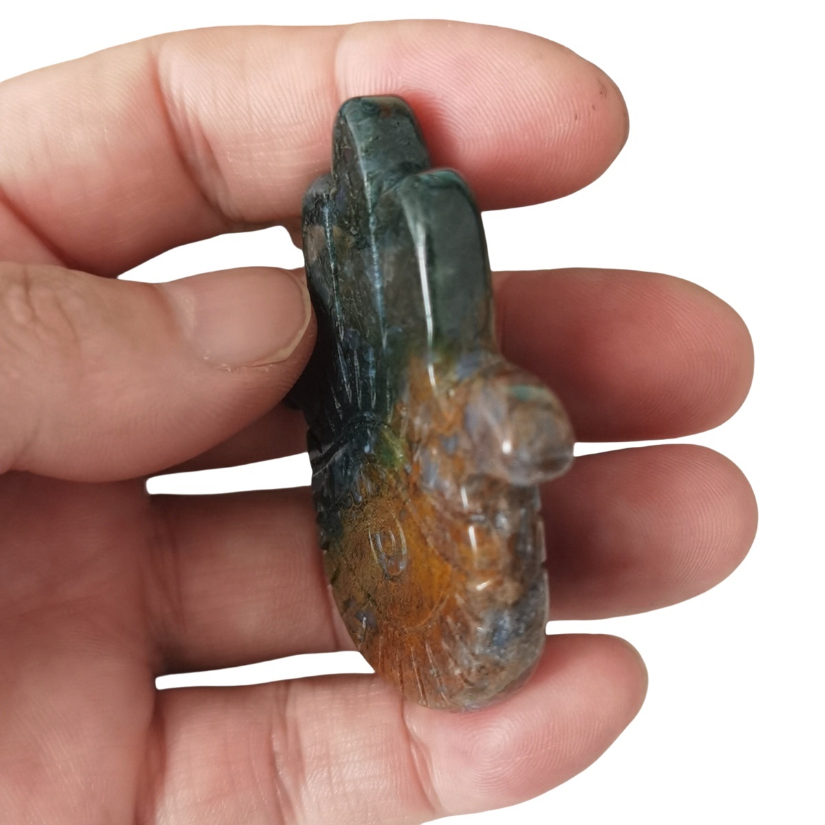 Fancy Jasper Hand of Fatima Gemstone For  Home & Office Decor Handmade Craved Natural Stone Evil Eye Hand 50X57MM Healing Chakra Crystal Yoga Hamsa Blessing