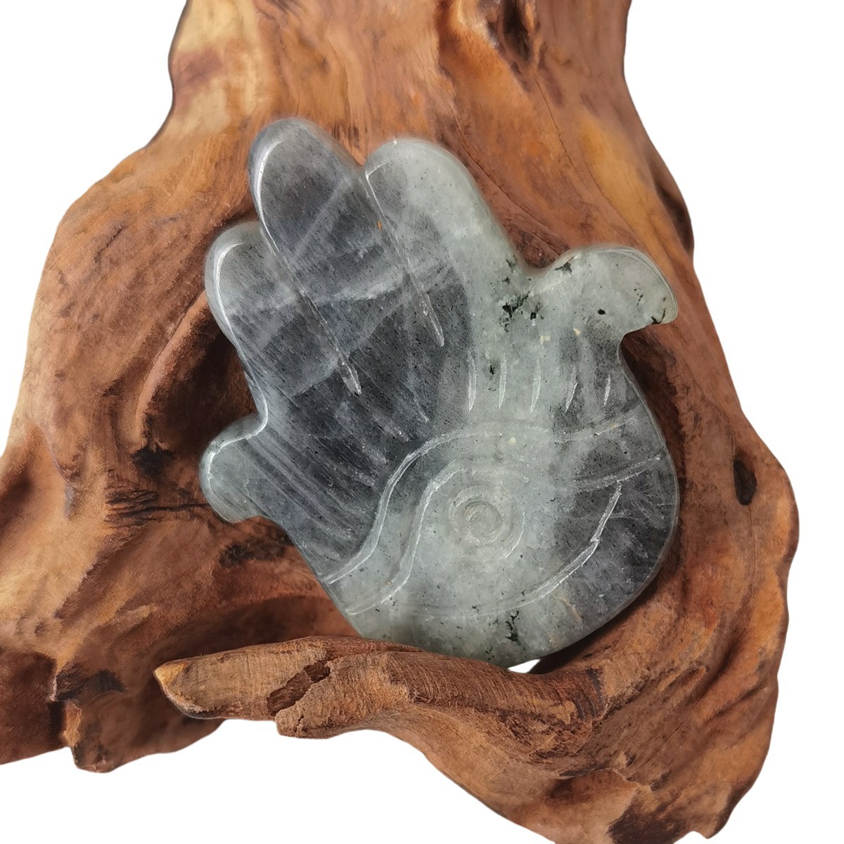 Labradorite Hand of Fatima Gemstone For  Home & Office Decor Handmade Craved Natural Stone Evil Eye Hand 50X57MM Healing Chakra Crystal Yoga Hamsa Blessing