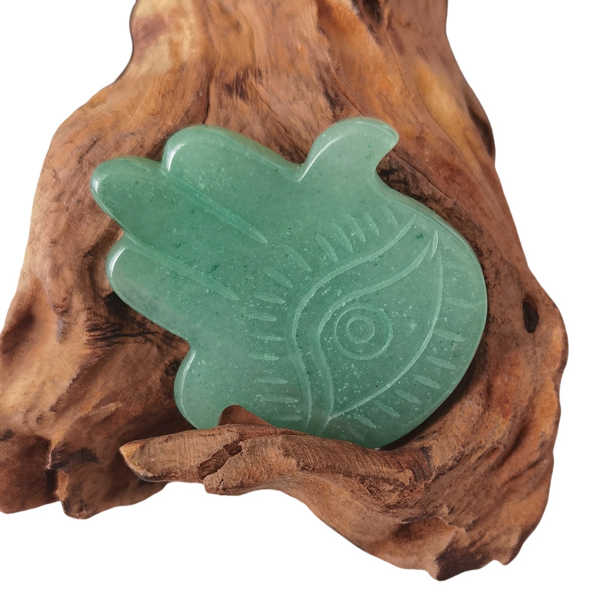 Green Aventurine Hand of Fatima Gemstone For  Home & Office Decor Handmade Craved Natural Stone Evil Eye Hand 50X57MM Healing Chakra Crystal Yoga Hamsa Blessing