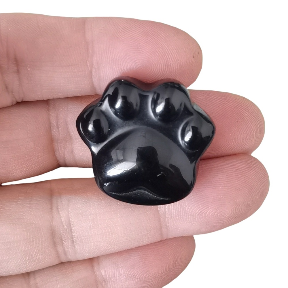 Black Obsidian Cat Paw Gemstone for Home Decor 28x30mm Handmade Craved Gemstone Animal Hand Claw Reiki Healing Treatment Gemstone Ornament