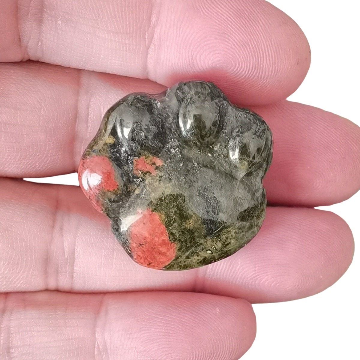 Unakite Jasper Cat Paw Gemstone for Home Decor 28x30mm Handmade Craved Gemstone Animal Hand Claw Reiki Healing Treatment Gemstone Ornament