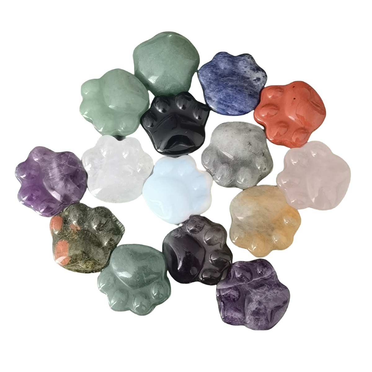 Cat Paw Gemstone for Home Decor 28x30mm Handmade Craved Gemstone Animal Hand Claw Reiki Healing Treatment Gemstone Ornament