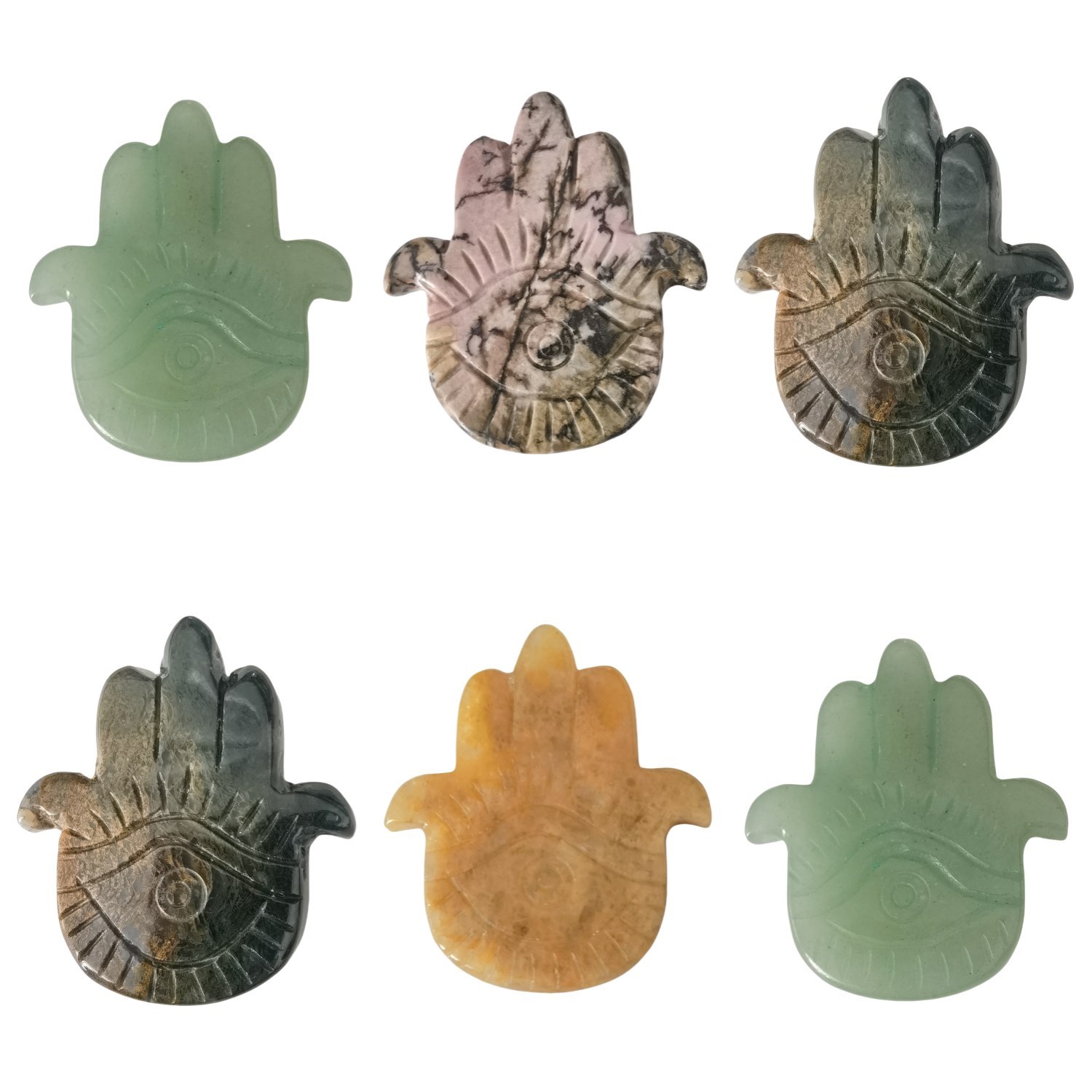 Hand of Fatima Gemstone For  Home & Office Decor Handmade Craved Natural Stone Evil Eye Hand 50X57MM Healing Chakra Crystal Yoga Hamsa Blessing