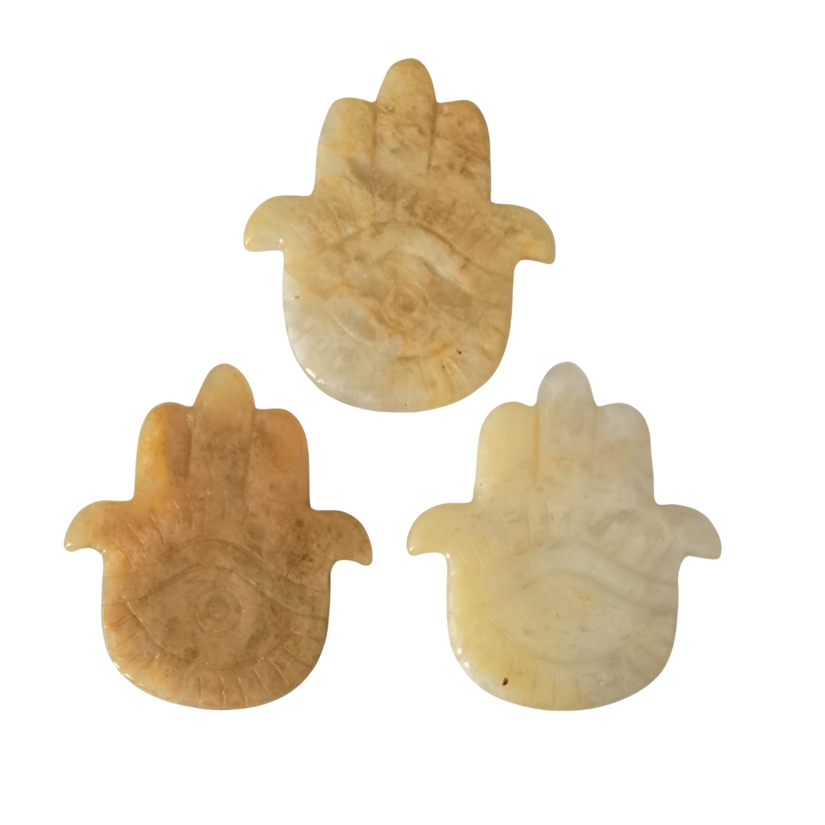 Yellow Jade Hand of Fatima Gemstone For  Home & Office Decor Handmade Craved Natural Stone Evil Eye Hand 50X57MM Healing Chakra Crystal Yoga Hamsa Blessing
